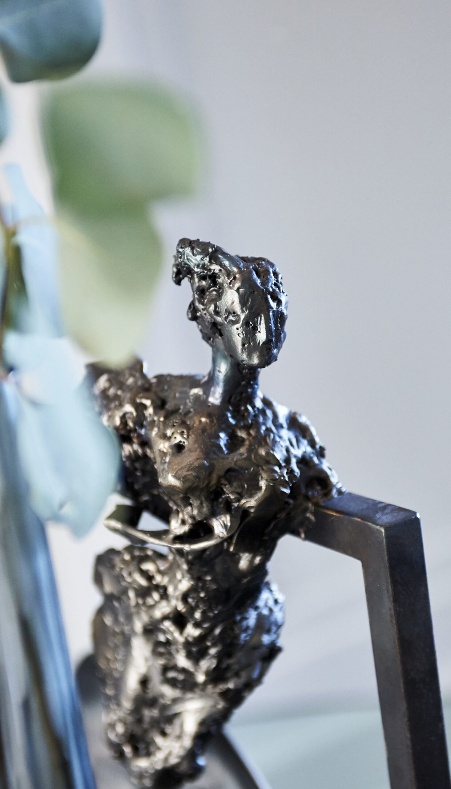 Close up of an abstract metal statue for a figure