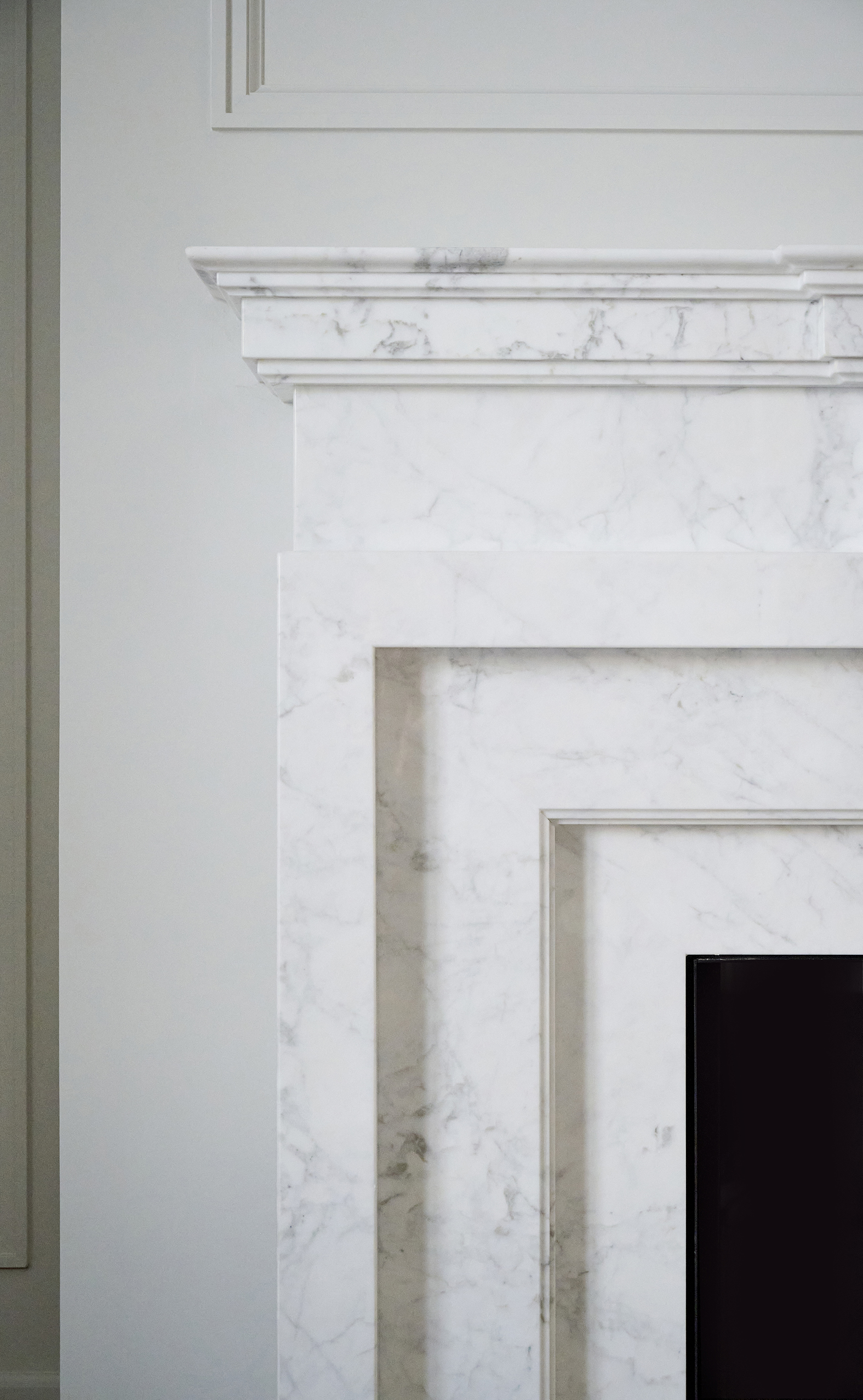 Intricate details of a marble fireplace