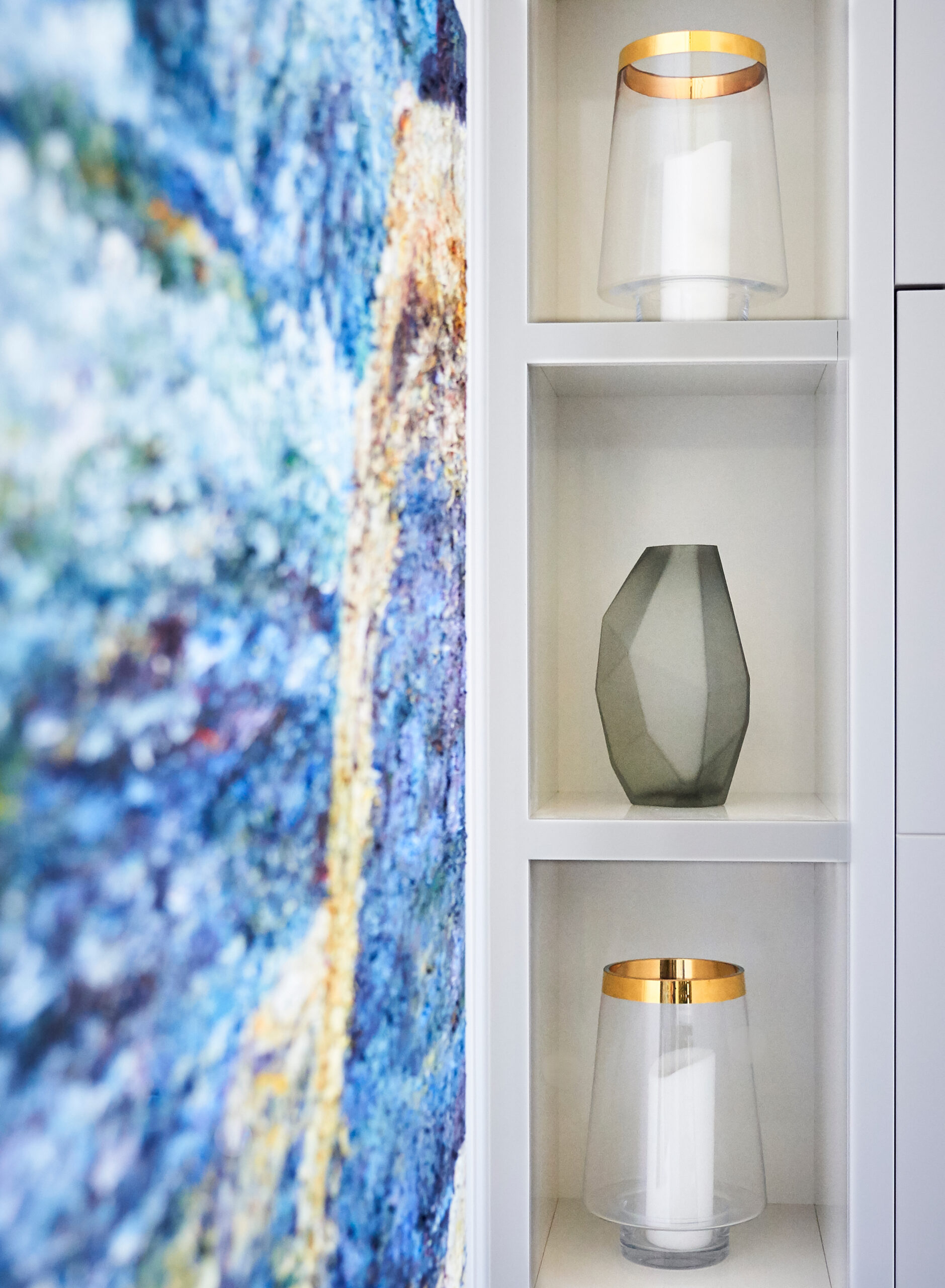 Vases on shelf