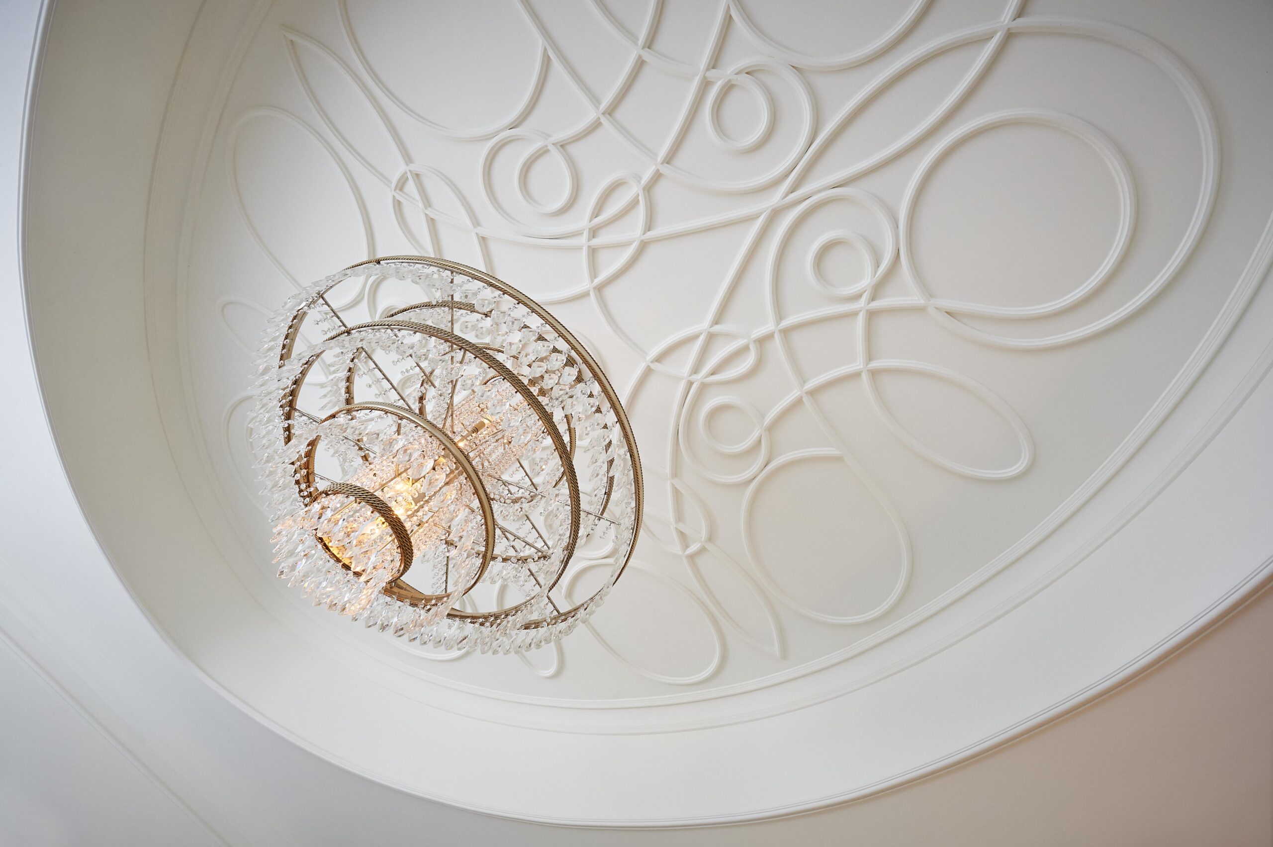 Ceiling with a golden chandelier