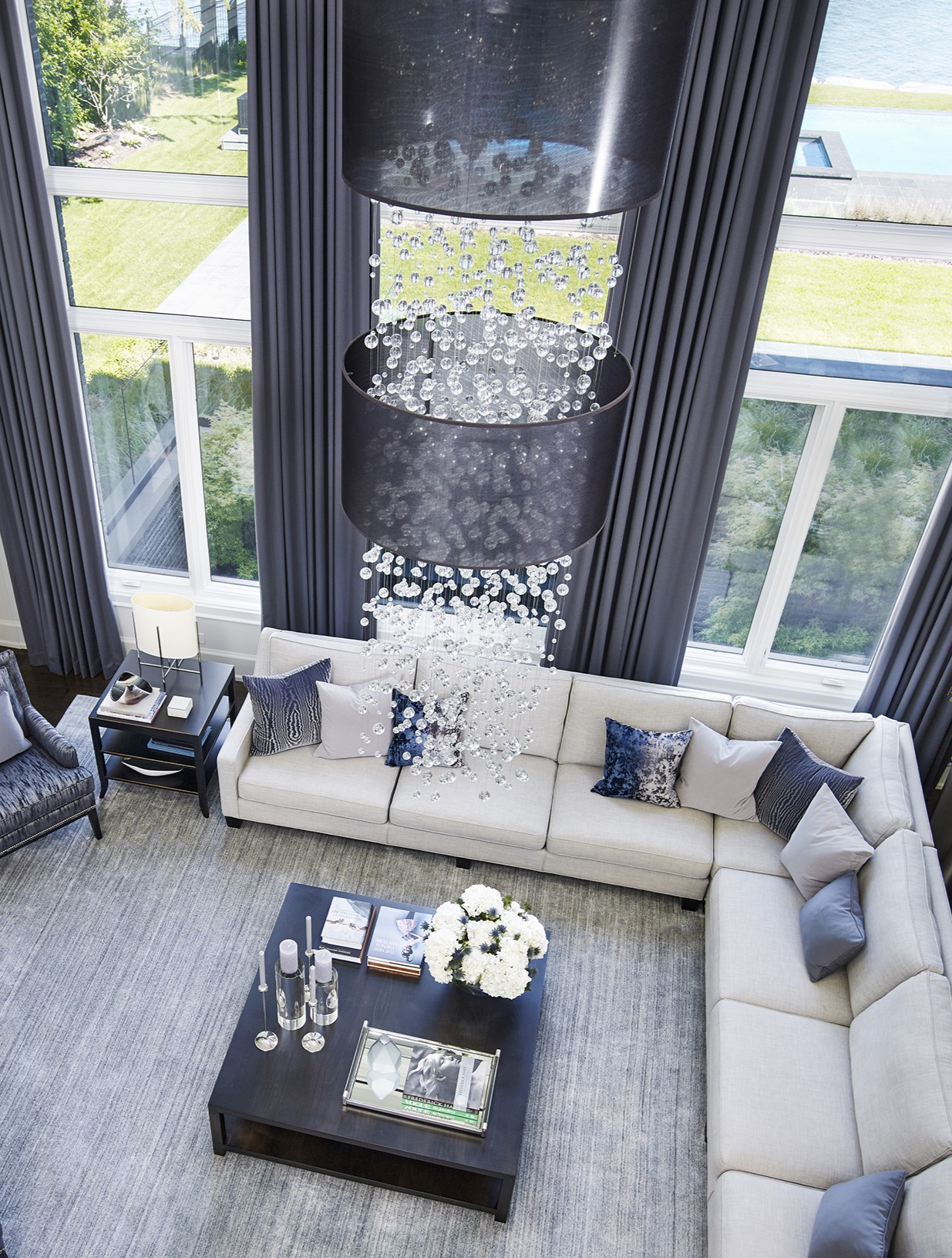 Overhead view of living room