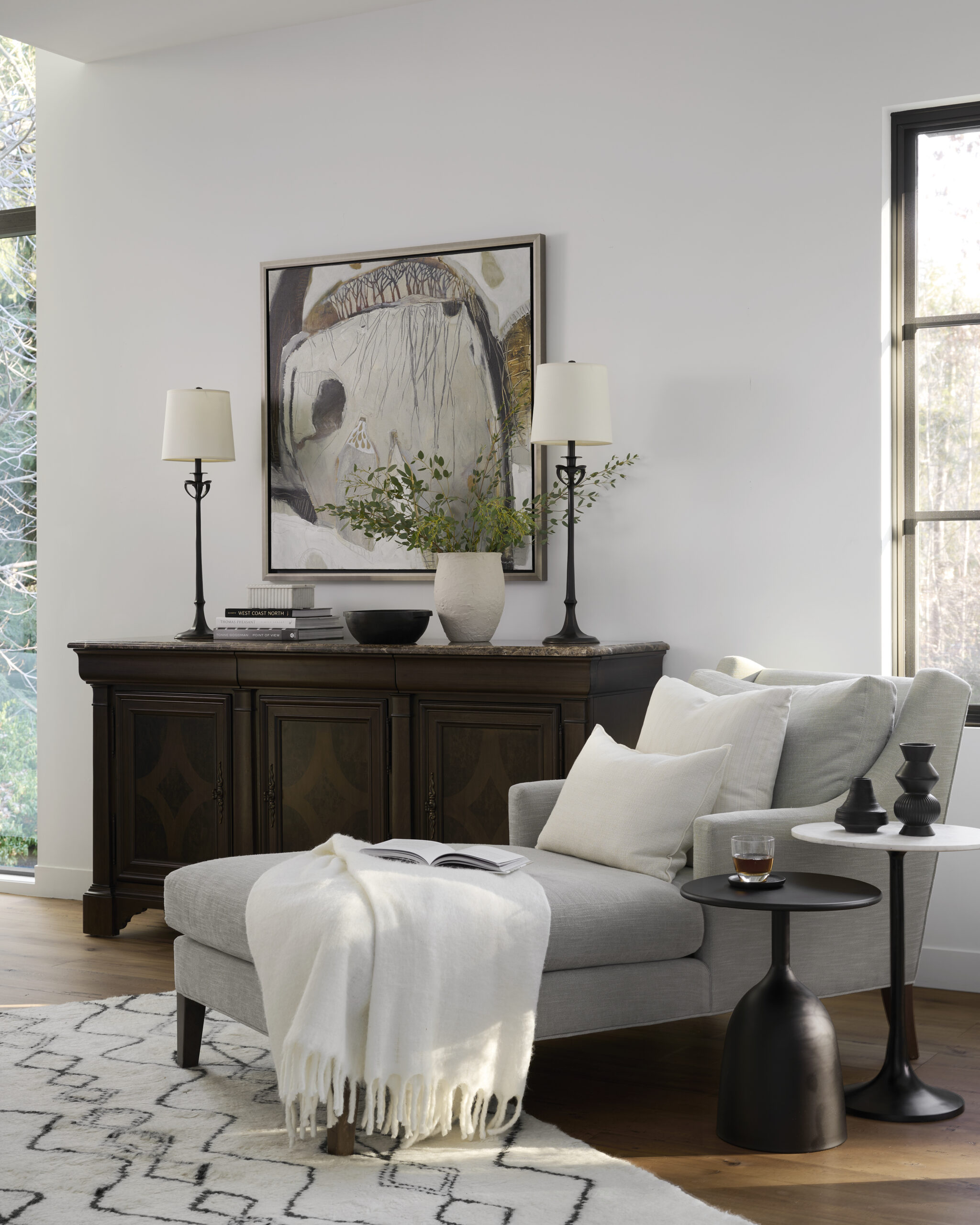 Grey chaise lounge