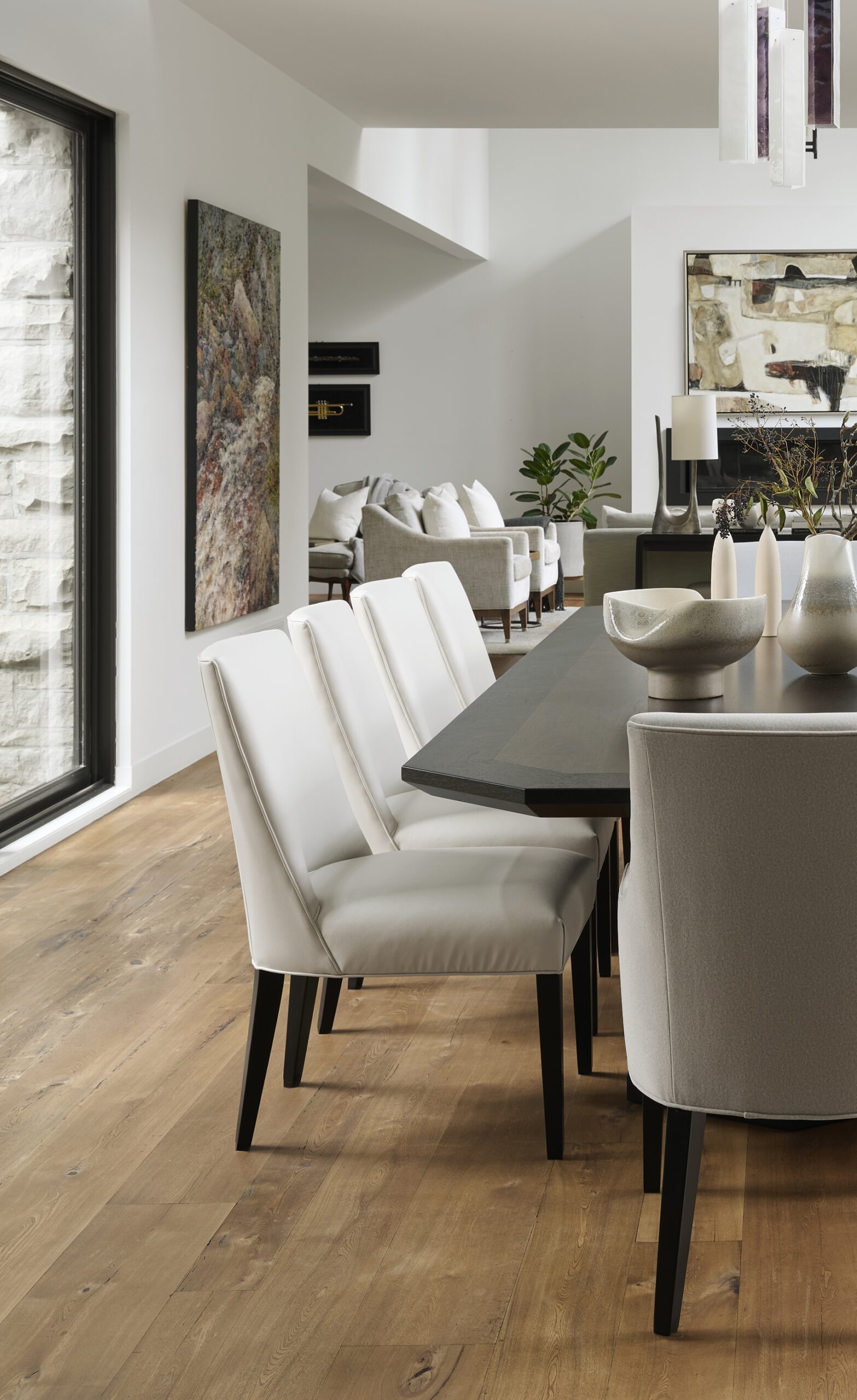 Close up of dining room chairs