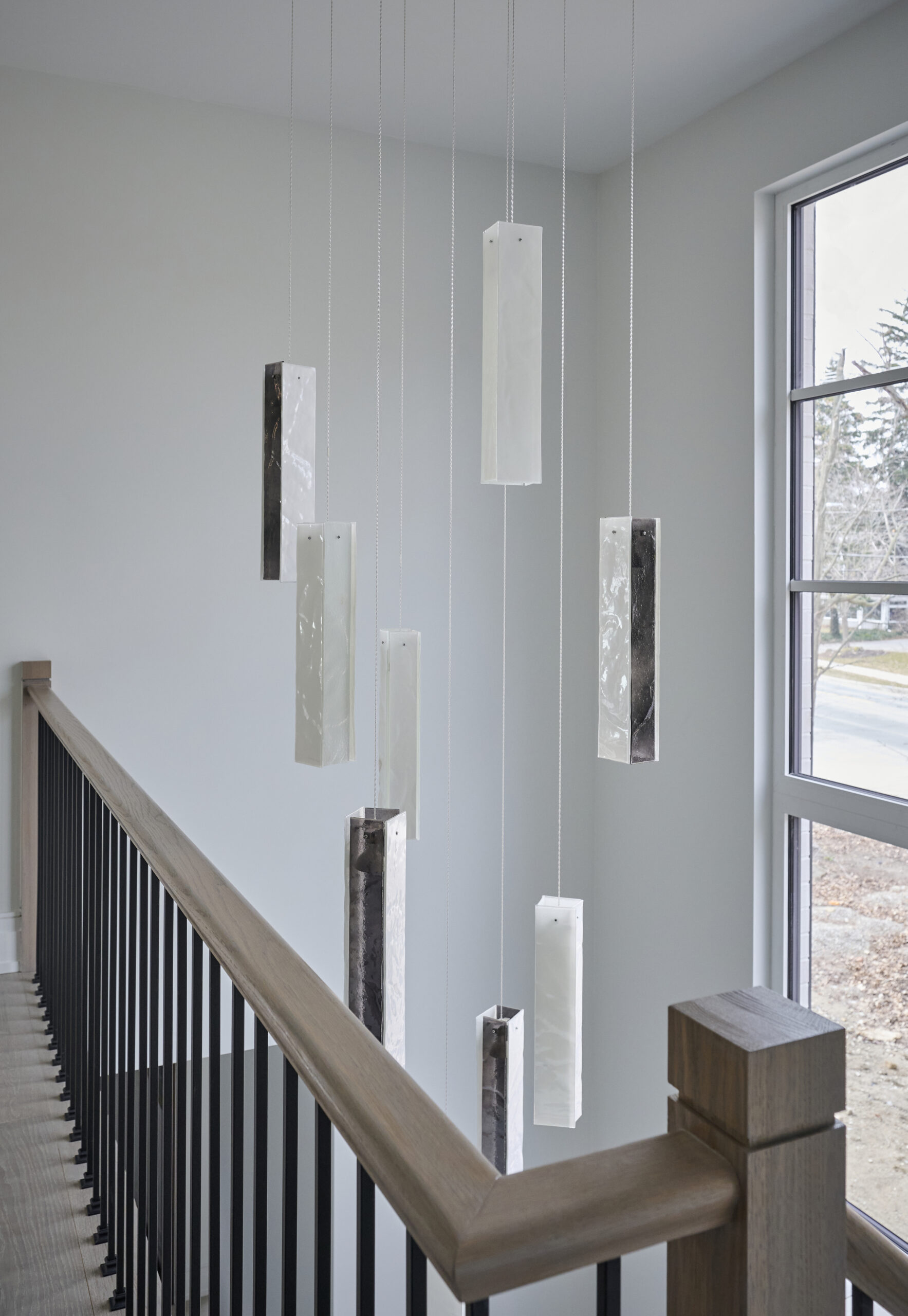 Light fixture above stairs
